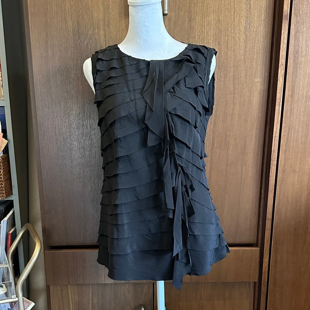Tory Burch Black Layered Sleeveless Blouse